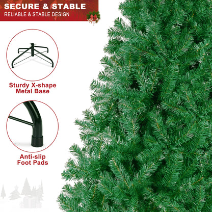 6FT Artificial Christmas Tree W/ 800 Tips, Holiday Xmas Tree for Indoor Outdoor Decor, Fir Christmas Tree with Metal Base - Green
