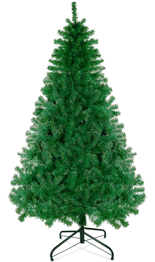 6FT Artificial Christmas Tree W/ 800 Tips, Holiday Xmas Tree for Indoor Outdoor Decor, Fir Christmas Tree with Metal Base - Green