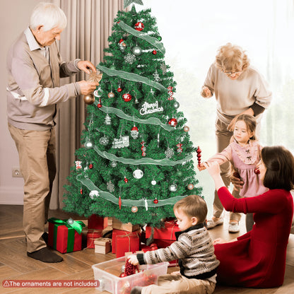 6FT Artificial Christmas Tree W/ 800 Tips, Holiday Xmas Tree for Indoor Outdoor Decor, Fir Christmas Tree with Metal Base - Green