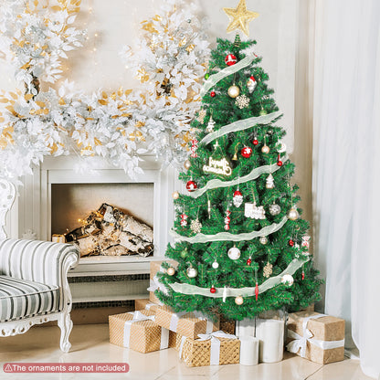 6FT Artificial Christmas Tree W/ 800 Tips, Holiday Xmas Tree for Indoor Outdoor Decor, Fir Christmas Tree with Metal Base - Green